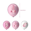 Detailed view of 12-inch pink and white latex balloons with cute axolotl party prints - Latex Balloons Set (Pink/White)