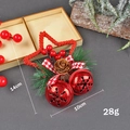 Christmas star pendant with red bells, pine needles, berries and a plaid bow decoration - Five-Pointed Star Bell Red Style / Red