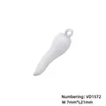 Ciondolo peperoncino bianco in smalto, chiusura argento, dimensioni 7mm x 21mm, dettaglio - VD1572 Oro Cornetto Smalto Bianco