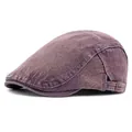Casquette plate rétro en denim lavé violet avec boucle latérale en bronze - Réglable / Violet