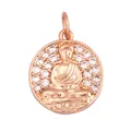 Rose gold plated Buddha pendant with micro-paved cubic zirconia for DIY jewelry making - Buddha Amulet L023027 Rose Gold