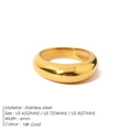 Polierter 18K vergoldeter Edelstahlring für Damen mit 6mm Breite und Wölbung - Umfang 52MM-US 6 / 18K-Gold