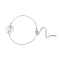 Minimalist silver stainless steel flower pendant bracelet with adjustable lobster clasp - Morning Glory / Silver