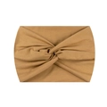 Elastic camel colored knotted yoga headband for women with premium knit texture - Camel