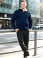 Set sportivo da uomo con felpa blu navy a mezza zip e pantaloni sportivi neri - S / Blu navy