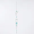 Garden hummingbird wind chime with blue crystal spiral metal frame for window hanging decor - 59cm/128g / Cyan
