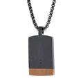 Men's brushed black stainless steel necklace with brown tiger eye stone inlay - Black Brushed Malachite Texture Pendant Without Chain (D0205-2)