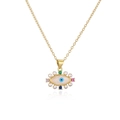 18K vergoldete Evil Eye Halskette mit Perlen und bunten Zirkoniasteinen auf weißem Grund - Herz Böser Blick Anhänger (22587)