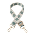 Adjustable wide replacement bag strap with blue floral print and gold metal hooks - No. 256 Milan Floral - Silver Buckle