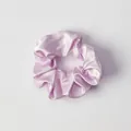 Light purple faux silk scrunchie with soft satin luster and uniform pleated texture - Scrunchie_Light Purple