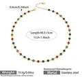 Detail of colorful cubic zirconia necklace in gold-plated stainless steel with dimensions - Gold Multi-color Zirconia Necklace (TXP552)