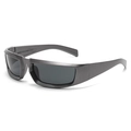 Y2K futuristic wraparound sports sunglasses in matte dark grey with wide temples - Gunmetal Frame Grey Lens