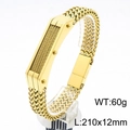 Herren Armband aus goldenem Mesh-Gewebe mit rechteckiger Metallplatte und Faltverschluss - Gold (KB182958-KFC) / 21cm