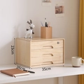 3 Επίπεδα Με Κλειδαριά / 35x26x23cm / Χρώμα φυσικού ξύλου