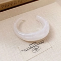 Minimalist marble pattern resin open bangle bracelet with elegant white cloudy texture - Cream White