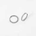 Silver stainless steel huggie hoop earrings with cubic zirconia inlay for women - 1.6*10mm Steel (Pair)