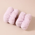 Lavender coral fleece elastic wristbands for face washing, pair of absorbent soft cuffs - Purple - Wristbands Pair