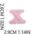 Pink embroidered letter X patch with white felt border, 2.6cm mini decorative patch - X (Pink)
