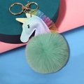 Detalle de colgante de unicornio con pompón verde menta y encaje brillante arcoíris - 8cm Encaje / Azul claro