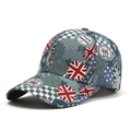 Casquette de baseball en coton de style britannique avec graffitis Union Jack et imprimés - Taille Unique (55-58cm) / Motif 1 (Ton Cyan Foncé)