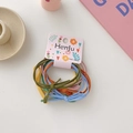 Lot d'élastiques à cheveux avec nœuds multicolores présentés sur carte à fleurs - Multicolore Lot de 6 sur Carte