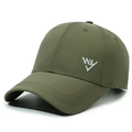 Army green quick-dry baseball cap with silver embroidered letter logo on front side - Army Green