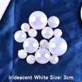 Iridescent white 3cm decorative cake topper spheres with pearl finish on blue silk - 3cm / Iridescent White