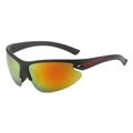 Lunettes de soleil de sport noir mat avec verres réfléchissants orange pour cyclisme et rando - Monture Noire Verres Miroir Rouge