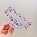 Floral print transparent acrylic hair claw clip for women in a fresh summer style - Multicolor Flower