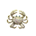 Spilla a forma di granchio vintage con strass colorati su una base di metallo dorato - Bianco (Colore AB)