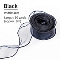 Black 4cm wide sheer organza ribbon for princess cake decoration 10 yards length - Fishtail Ribbon Black / 4cm Wide 9m Long