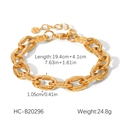 Dettaglio macro del bracciale a catena dorata 18K con maglie ovali e dati sulle dimensioni - Catena Grossa Liscia Minimalista (HC-B20296)