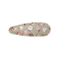 Pasador de pelo de tela verde con estampado de flores rosas para niñas y mujeres - Estilo 36