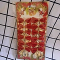 Set of 12 red and gold Christmas bows on card for tree decoration and gift wrapping - Rose Gold Red