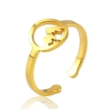 Adjustable gold stainless steel ring with minimalist mountain peak cutout design - Hollow Mountain Pattern / Gold