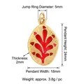 Golden red enamel leaf pendant jewelry accessory, size 24x18mm with 5mm inner ring - Red Enamel Leaf / Rose Gold