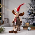 Poupée renne en peluche de Noël 60cm de haut décoration de table de fête cadeau top - Renne à Grands Bois Chapeau Rouge