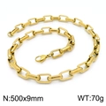 Golden stainless steel paperclip chain necklace 500x9mm with classic lobster clasp - Gold Necklace 50cm (KN202965-Z)
