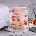Romantic clear jelly candle with red rose petals and gold foil in a glass jar - Small 5*5*6.2cm / Tropical Orchard