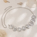 Silver shell waist chain for beach vacation with adjustable metal link body chain - Beach Scallop Style (1699) / Silver