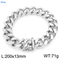 Polished golden stainless steel Cuban chain bracelet 13mm width and 200mm length - Width 13mm (KB206315-ZLY)
