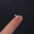 Mini cluster silver stainless steel cartilage stud with three small clear zircons - Silver Base White Zirconia (302-1#)
