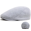 Gorra plana de punto gris claro con ajuste elástico trasero para el invierno - Gris Claro (Elástico)