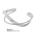 Brazalete abierto minimalista de acero inoxidable plateado con un ancho de 8 mm - Color Acero Estilo Cruzado Irregular / Plateado