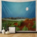 Detalle de tapiz bohemio con paisaje del desierto y luna en una habitación moderna - 73X95CM / Tela Cepillada / Paisaje Natural