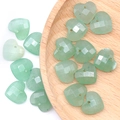 Green faceted heart-shaped natural stone beads for DIY jewelry making and crafts - Single Piece / Green Aventurine