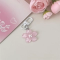 Llavero de flor de cerezo rosa con cierre de metal blanco para bolsos y regalos - Rosa Gelatina