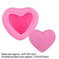 Pink heart-shaped silicone mold with 3D woven texture for Valentine's Day baking - 2# (8.8*7.8*4.3cm) / Pink