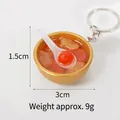Miniature golden bowl keychain with orange soup and white spoon, size 3cm, weight 9g - 3cm Gold Bowl-No.1 (Keychain)