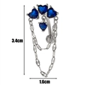 Piercing ombelico in acciaio con zirconi a cuore blu e catenine pendenti di stile chic - Argento-Zircone Blu